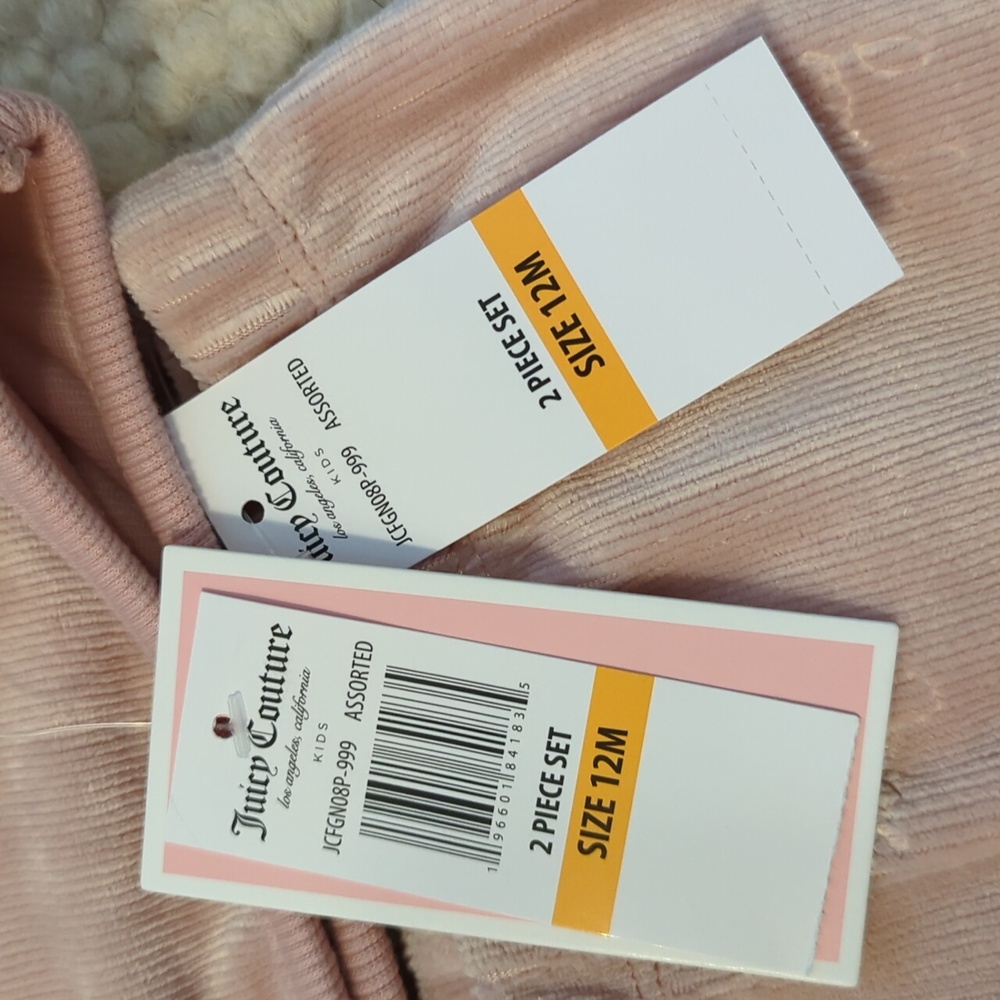NWT Pink Juicy Couture Baby Girl Logo Velour 2-Piece Jogger Set, 12 Months - Picture 5 of 15